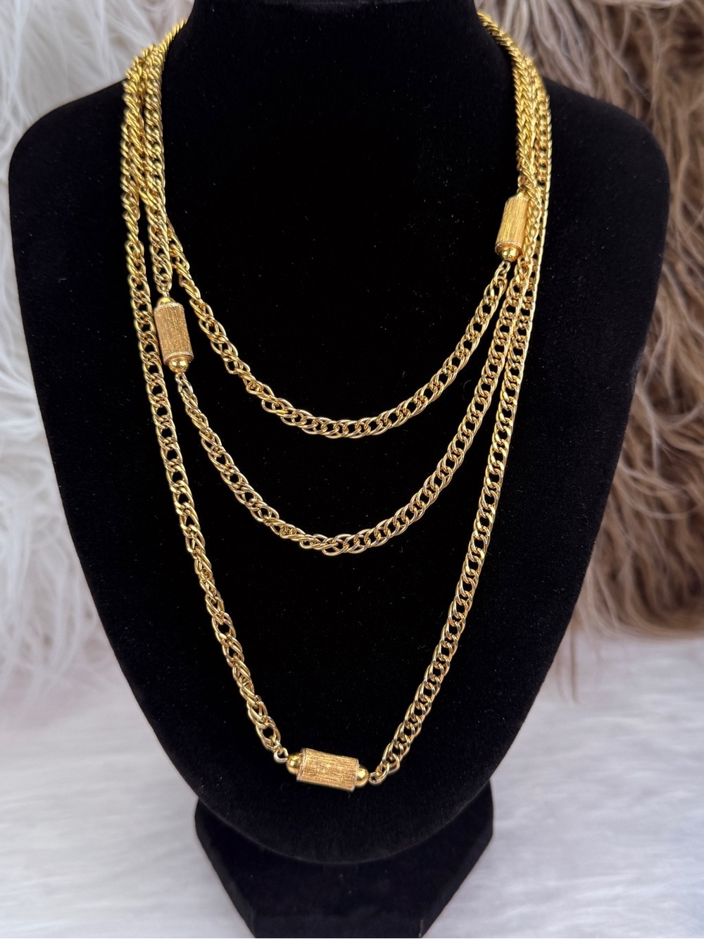 Vintage Monet 60” Gold Tone Station Chain Long Layering Necklace